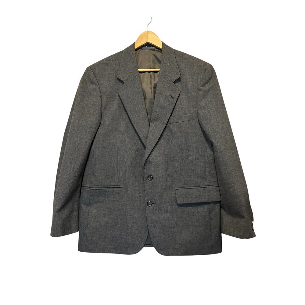 Foreman & Clark Gray Suit 2 Piece Set Pants 30 Jacket 42R 2 Button Wool Blend